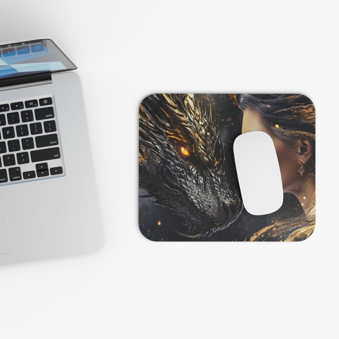 Fantasy Dragon & Woman Mouse Pad (Rectangle)
