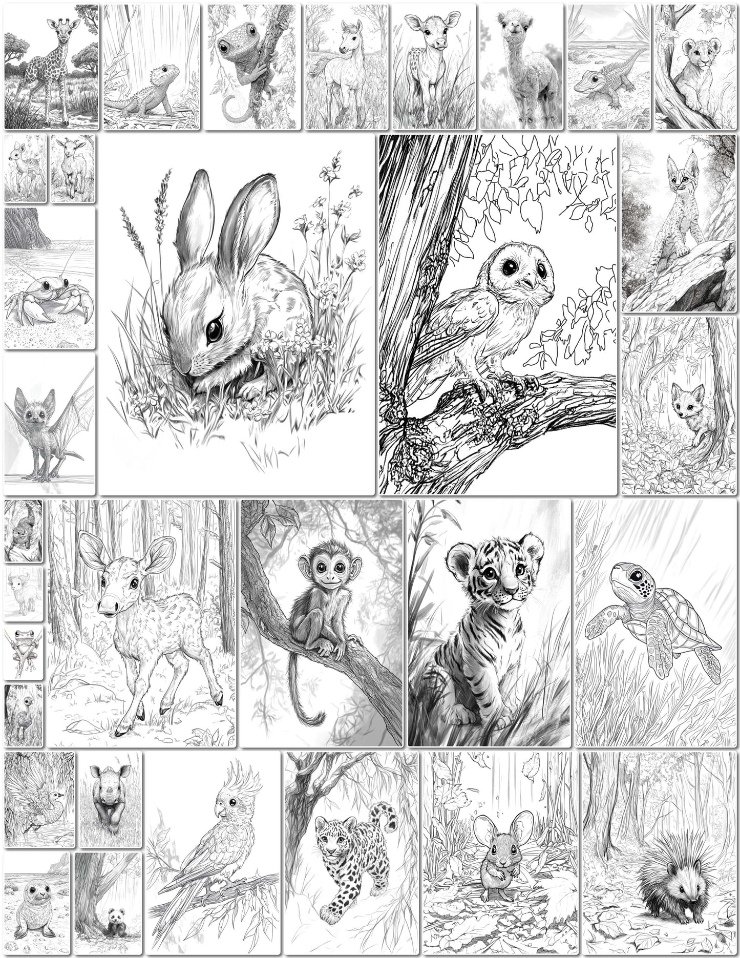 Baby Animals in the Wild Coloring Book