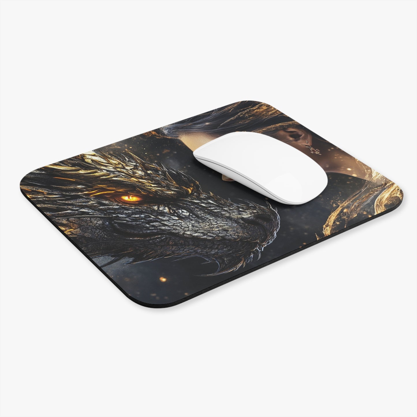 Fantasy Dragon & Woman Mouse Pad (Rectangle)