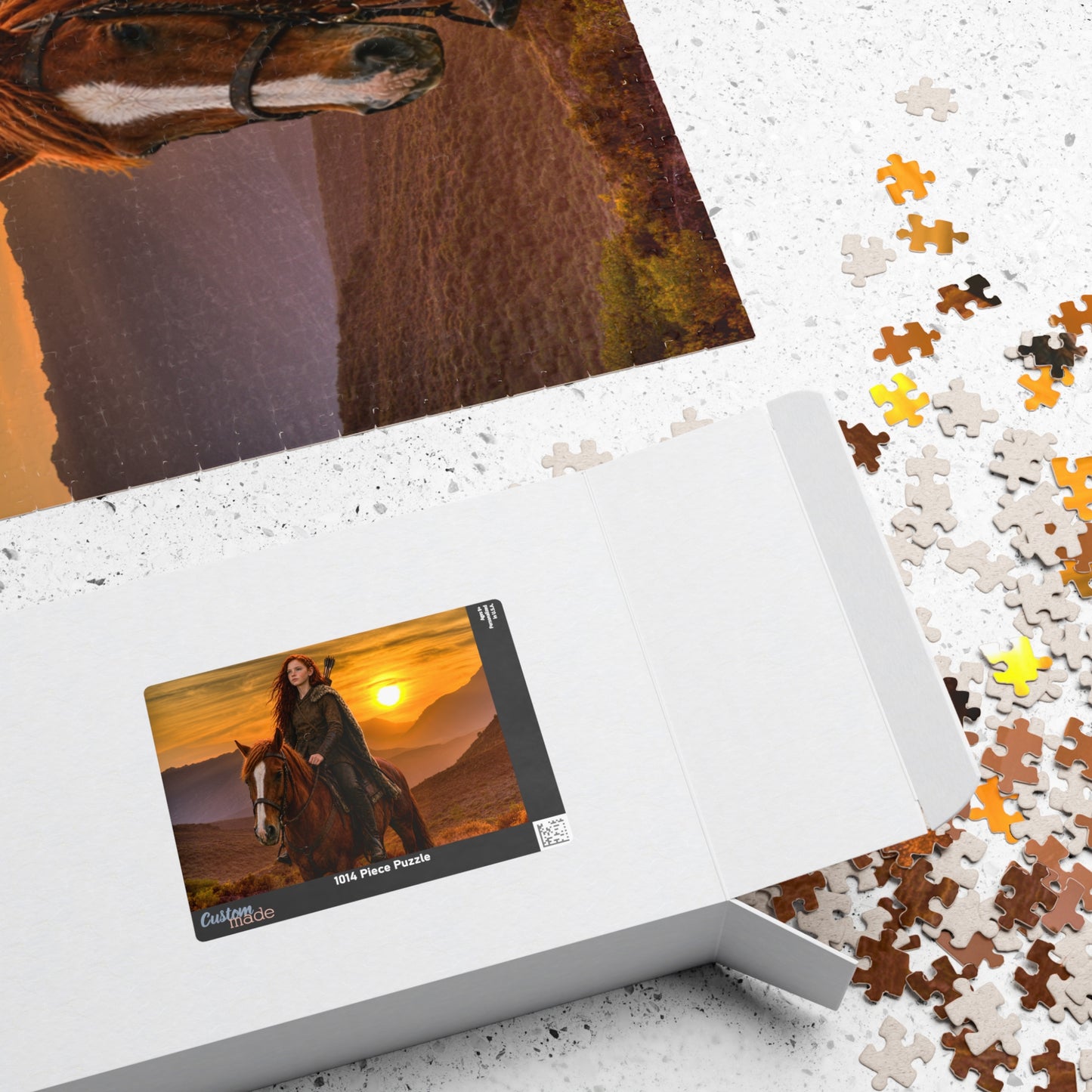 Western Sunset Horseback Puzzle — Rider at Dusk Jigsaw (1014 pc)