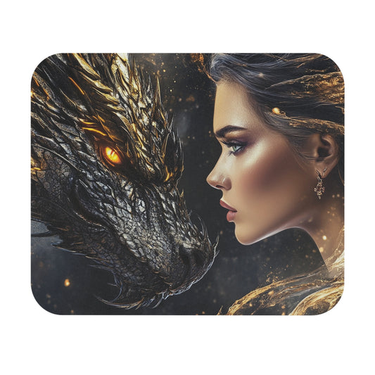 Fantasy Dragon & Woman Mouse Pad (Rectangle)