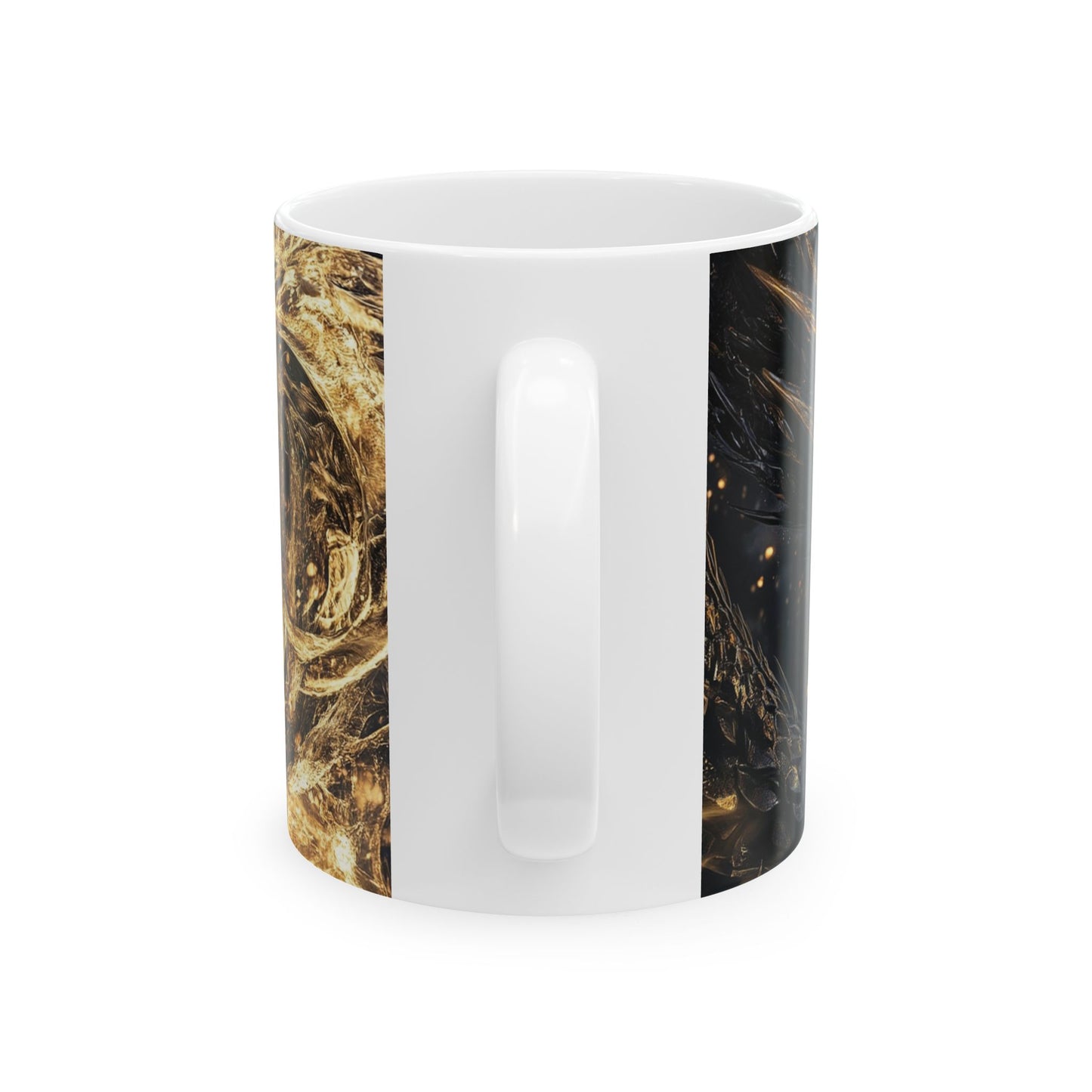 Fantasy Dragon & Woman Ceramic Mug - Enchanting 11oz Coffee Cup for Mythology Lovers