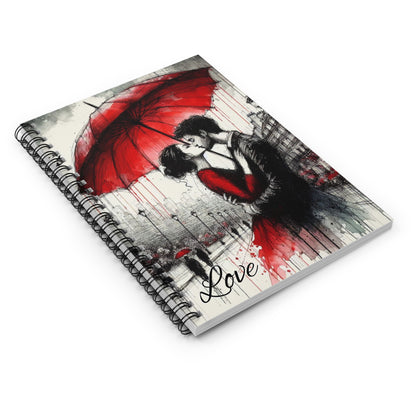 Romantic Red Umbrella Love Notebook - Spiral Ruled Journal
