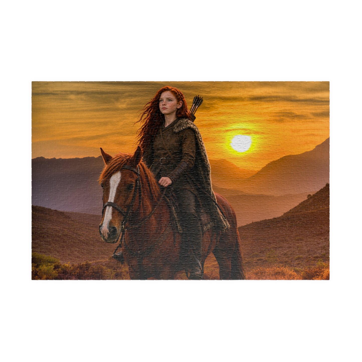 Western Sunset Horseback Puzzle — Rider at Dusk Jigsaw (1014 pc)