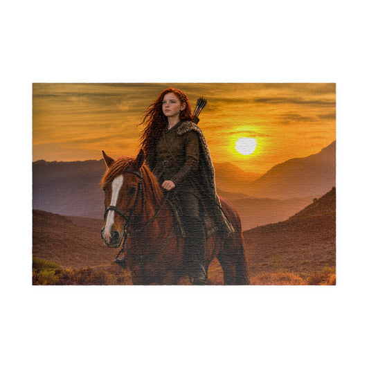 Western Sunset Horseback Puzzle — Rider at Dusk Jigsaw (1014 pc)