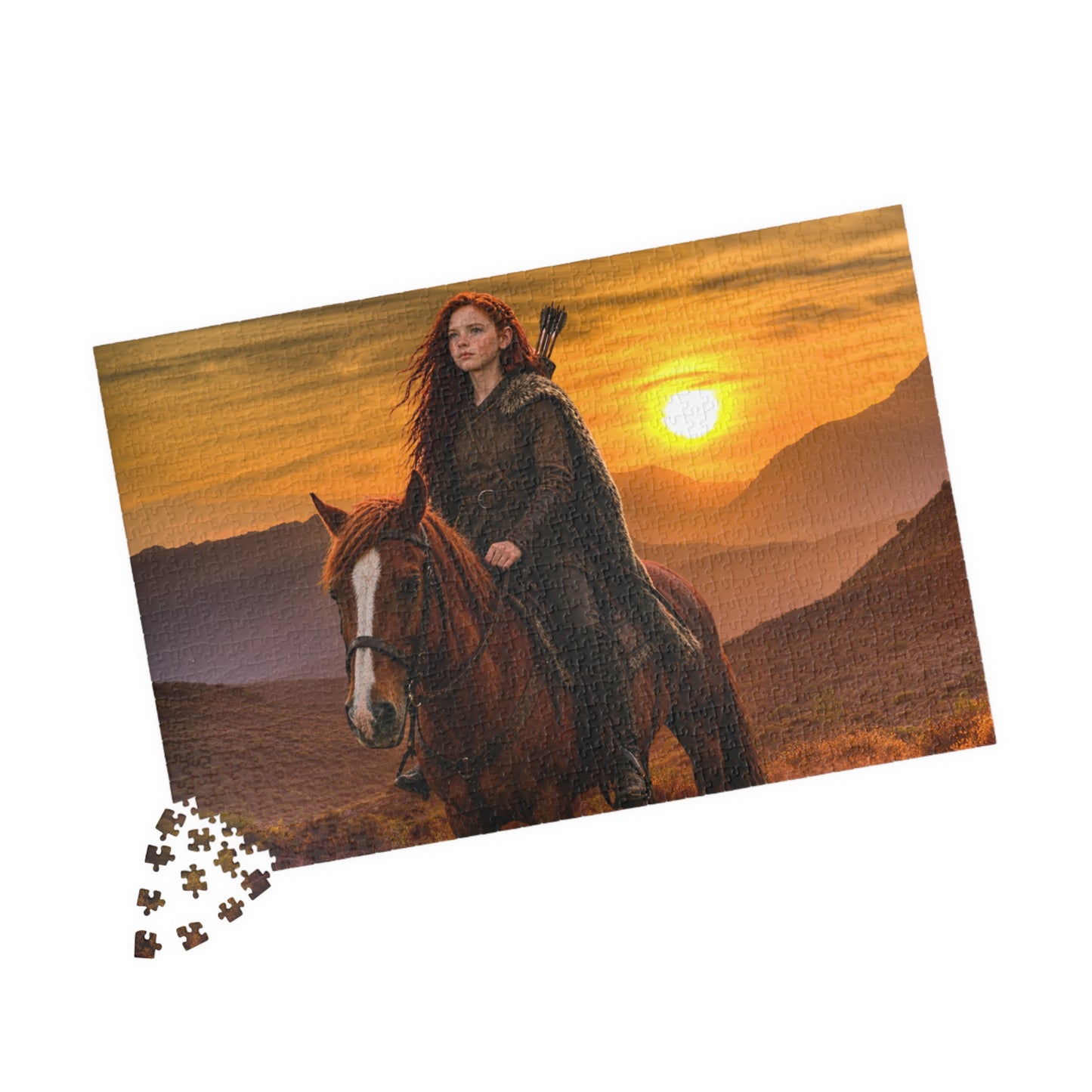 Western Sunset Horseback Puzzle — Rider at Dusk Jigsaw (1014 pc)