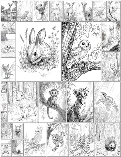 Baby Animals in the Wild Coloring Book